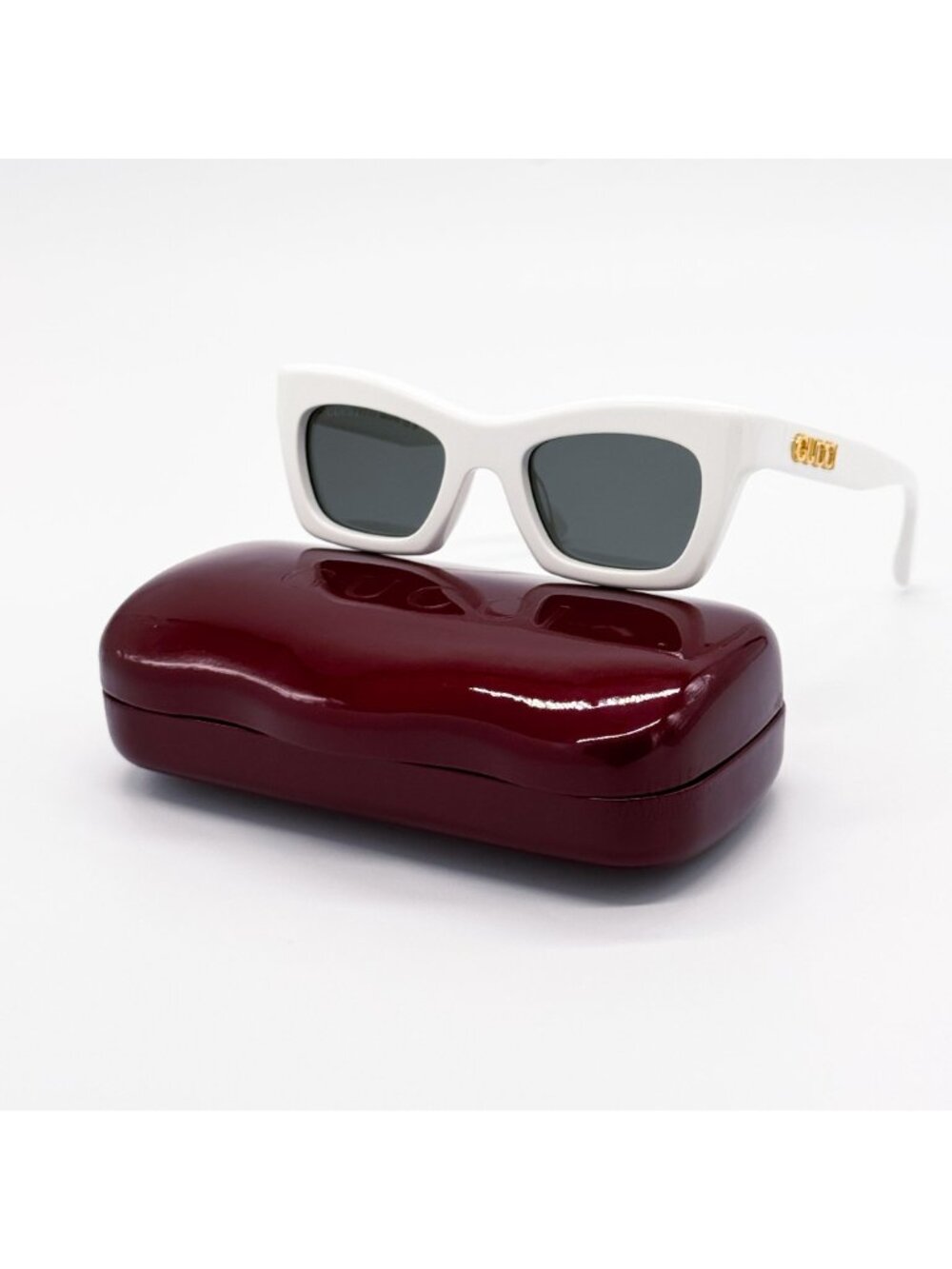 NEW GUCCI SUNGLASSES GG1773S 002 WHITE WOMEN CAT EYE GUCCI EYEWEAR - Picture 3 of 10